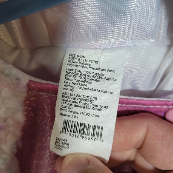 Target Unicorn Halloween Costume 6-12 M One Piece Pink Hood Wings Tail Dress Up - Picture 7 of 8